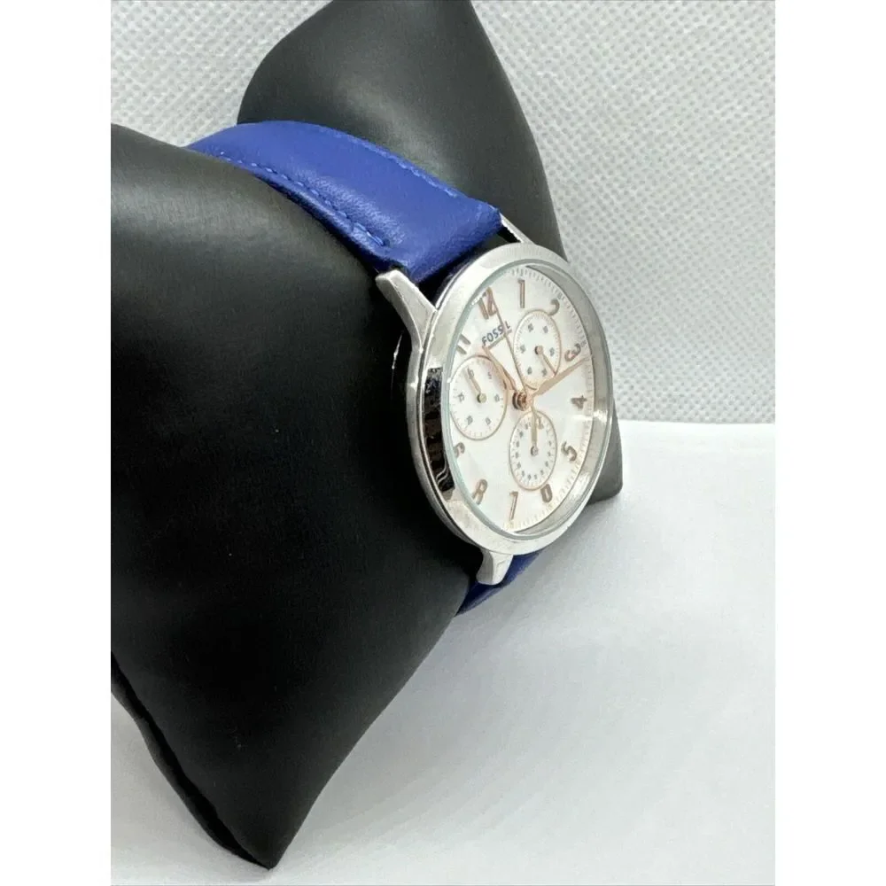 Fossil Abilene CH3032 Women's Blue Leather Strap Analog Dial Quartz Watch JNA332